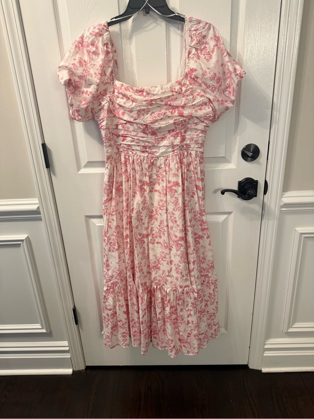 Aqua Pink and White Floral Midi Dress